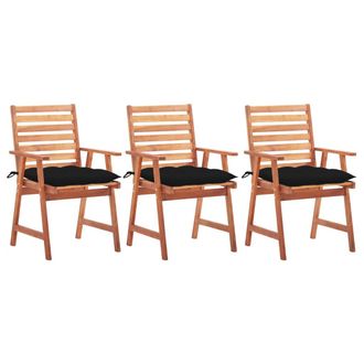 vidaXL Vidaxl - Sillas Comedor De Jard&iacute;n 3 Uds Madera Maciza Acacia Y Cojines