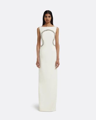 SAFiYAA Riley Boatneck Gown In Ivory