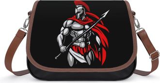 Generic Ancient Greek Spartan Soldier Small Womens Crossbody Bags Shoulder Handbag with Adjustable Strap for Travel