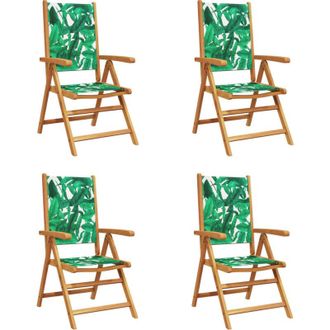 vidaXL Vidaxl - Sillas De Jard&iacute;n Reclinables 4 Uds Madera Maciza Y Tela Verde