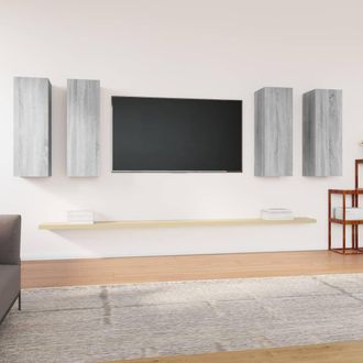 vidaXL Furniture Limited - Muebles Tv 4 Uds Madera Contrachapada Gris