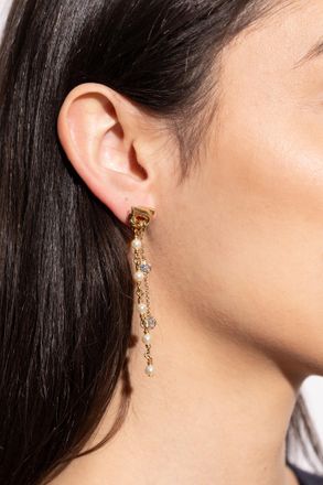 Ferragamo Long Earrings With Pearls, Womens, Gold