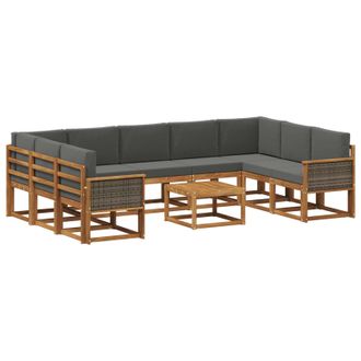 vidaXL Conjunto De Sof&aacute;s De Exterior 10 Pcs Natural Y Antracita Vidaxl