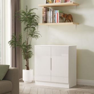 Lewis's Milan 2 Door Cabinet in White Gloss & White Matt - Ready Assembled - Lewiss Home | TJ Hughes