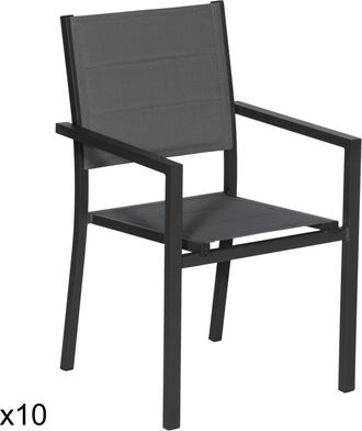 Happy Garden Lote de 10 sillas tapizadas grises en aluminio antracita