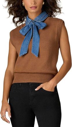 Wit & Wisdom Wit & Wisdom Sleeveless Collared Mix Media Sweater Vest