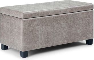 Dover Storage Ottoman Bench - Distressed Grey Taupe