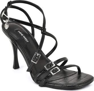 Nine West Lavva Buckle Ankle Strap Sandal in Black at Nordstrom, Size 5.5