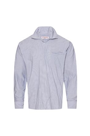 Orlebar Brown Mens Thwaites Mix Stripe Long Sleeve Top In Signal Blue/ White