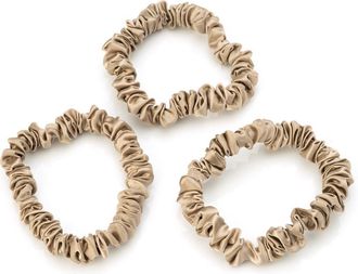 Blissy 3-Pack Skinny Silk Scrunchies in Taupe at Nordstrom