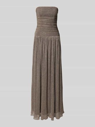 Jake*s Schimmerndes Off-Shoulder-Kleid mit Drapierungen in Dunkelbraun, Gr&ouml;&szlig;e 32