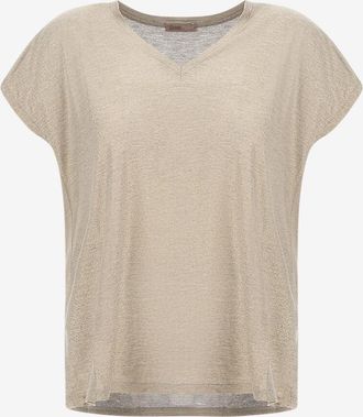 Herno T-Shirt mit V-Ausschnitt aus Lurex-Jersey Resort