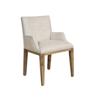 Robin des Bois Silla de mesa estilo contempor&aacute;neo en hevea y lino beige
