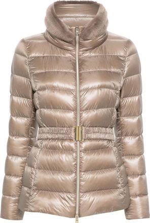 Herno Lightweight Gray Puffer Jacket With High Collar