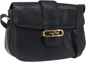 Gucci Pre-owned Leather Cross Body Bag - Dames - Vintage Schoudertas - Blauw - ONE Size - Leer - Vintage