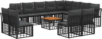 vidaXL Conjunto De Sof&aacute;s De Exterior 13 Uds. Negro Y Gris Oscuro Vidaxl