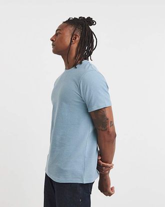 Jacamo Textured Crew Neck T-Shirt-Blue
