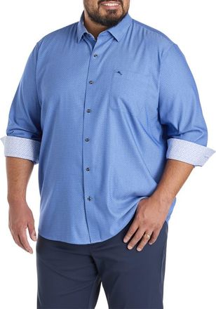 Tommy Bahama Big & Tall Sarasota Stretch Ventura Coast Sport Shirt in Medium Blueberry at Nordstrom, Size Xx-Large