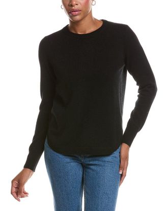 Autumn Cashmere Solid Shirttail Crewneck Cashmere Sweater