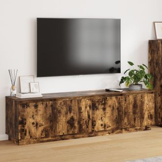 Berkfield Home TV Cabinet with LED Smoky Oak 180x38x49 cm Engineered Wood in Brown | Size: 180 x 38 x 49 cm