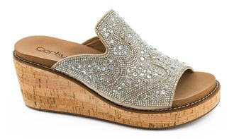 Corkys Footwear Womens Neon Moon Wedge Sandals In Clear Rhinestone