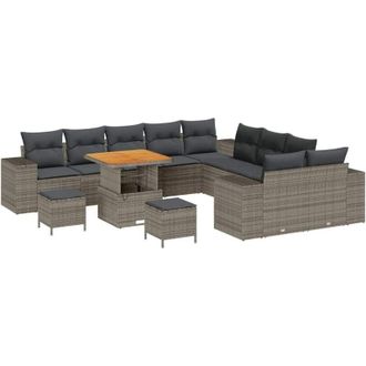 vidaXL Conjunto De Sof&aacute; De Jard&iacute;n 13 Pcs Gris Rat&aacute;n Sint&eacute;tico Vidaxl