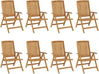 vidaXL Sillas Plegables Reclinables, 8 Piezas, Madera Maciza De Teca. Vidaxl