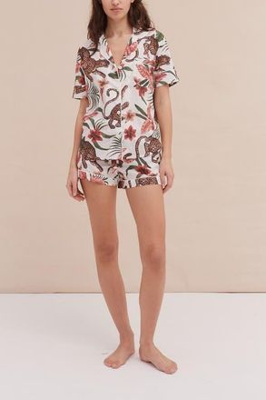 Desmond & Dempsey Short Sleeve Pajama Set in Soleia Cream at Nordstrom, Size X-Small Uk