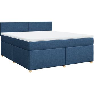 vidaXL Cama Box Spring Con Colch&oacute;n Tela Azul 180x200 Cm Vidaxl