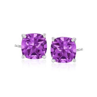 Ross-Simons Amethyst Stud Earrings in Sterling Silver