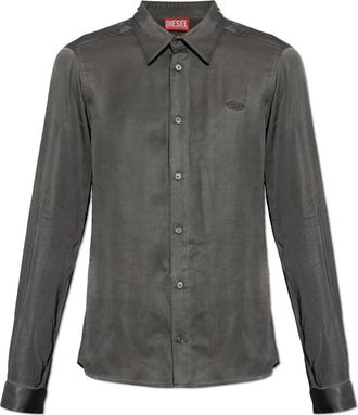 Diesel S-Kinny-Albg Shirt - Heren - Casual Overhemden - Grijs - S - Leer - Overhemden