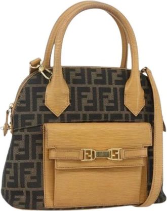 Fendi Pre-owned Handbags, female, Brown, Size: ONE SIZE Pre-owned Vintage Zucca Canvas Hand Bag
