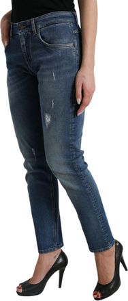 Dolce & Gabbana Womens Blue Boyfriend Mid Waist Cotton Denim Jeans Elastane Clothing