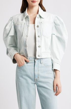 Farm Rio Stitch Detail Denim Jacket at Nordstrom, Size X-Small