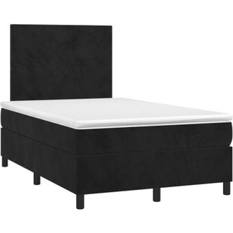 vidaXL Cama Box Spring Con Colch&oacute;n Y Led Terciopelo Negro 120x190 Cm Vidaxl