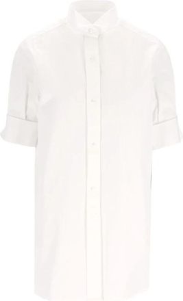 Maison Margiela Korte Popeline Blouse - Dames - Overhemden - Wit - S - Katoen - Overhemden