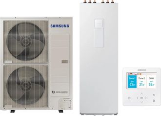 Samsung Bomba De Calor Aire-agua Split Ae120rxydeg/eu Climatehub + Bombona Ae260rnwmeg/eu De 260 Litros Con Mando Incluido