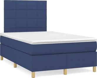 vidaXL Cama Box Spring Con Colch&oacute;n Tela Azul 120x190 Cm Vidaxl