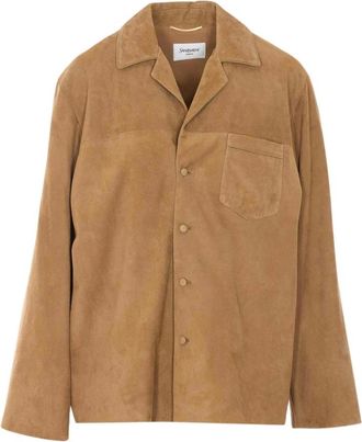 Saint Laurent Jack in su&egrave;de - Heren - Jassen - Beige - Maat: 2XS Su&egrave;de