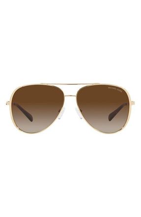 Michael Kors Chelsea Bright 60mm Gradient Aviator Sunglasses in Light Gold at Nordstrom