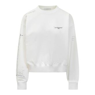 Givenchy Sweatshirt van fleece met Trompe lOEil-patroon - Dames - Sweatshirts - Wit - S - Katoen - Hoodies & sweatvesten