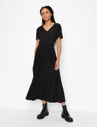 A|X Armani Exchange Womens Ax V-Neck Midi A-Line Dress in Black - Size 4 UK