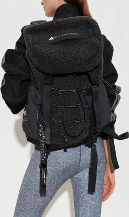 adidas ADIDAS By Stella McCartney Fleece Backpack With Logo, Womens, Black