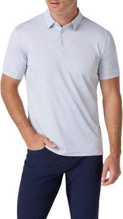 Mizzen+Main Versa Trim Fit Stripe Performance Polo in Aluminum Alternating Stripe at Nordstrom, Size Xx-Large