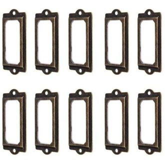 OEM 50 Portatarjetas Met&aacute;licos De Bronce Vintage De 60 X 17 Mm Para Estanter&iacute;as, Cajones Y Armarios - Crezuo