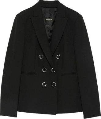 Pinko Alexia Blazer - Dames - Blazers - Zwart - XS - Leer - Jassen