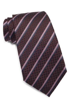 Ermenegildo Zegna Stripe Silk Tie in Dark Redstripe at Nordstrom
