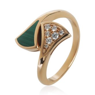 Bulgari Pre-Owned BVLGARI Rose Gold Malachite and Diamond Divas Dream Ring