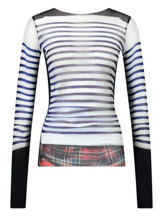 Jean Paul Gaultier striped long-sleeves top - women - Polyamide - S - White