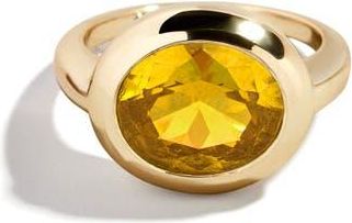 BaubleBar Birthstone Oval Cubic Zirconia Ring in Gold Topaz at Nordstrom, Size 8